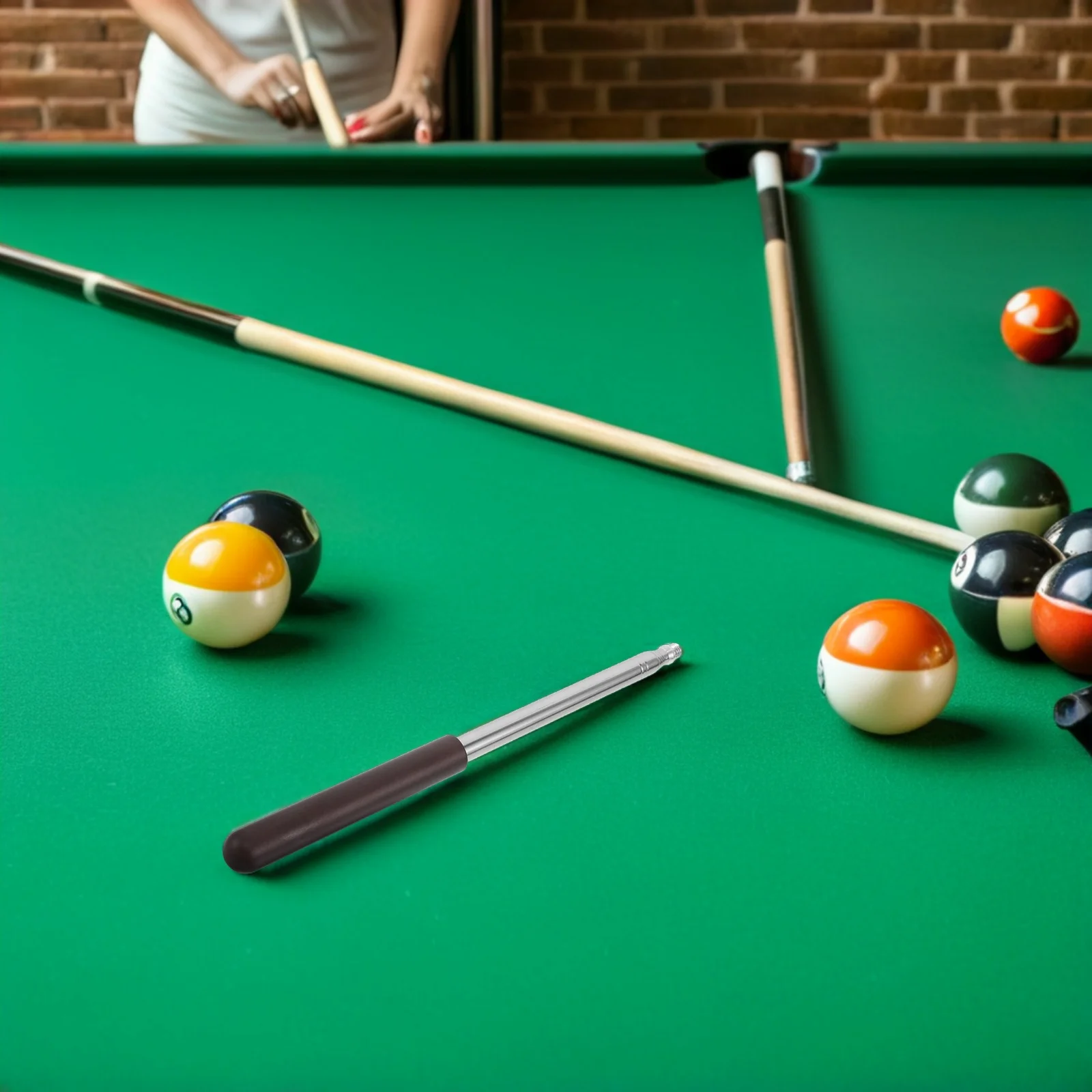 

Pool Cue Bridge Stick Telescopic 14-63 Inches Retractable Metal Rod with Wooden Grip Adjustable Length Billiards Snooker Cue