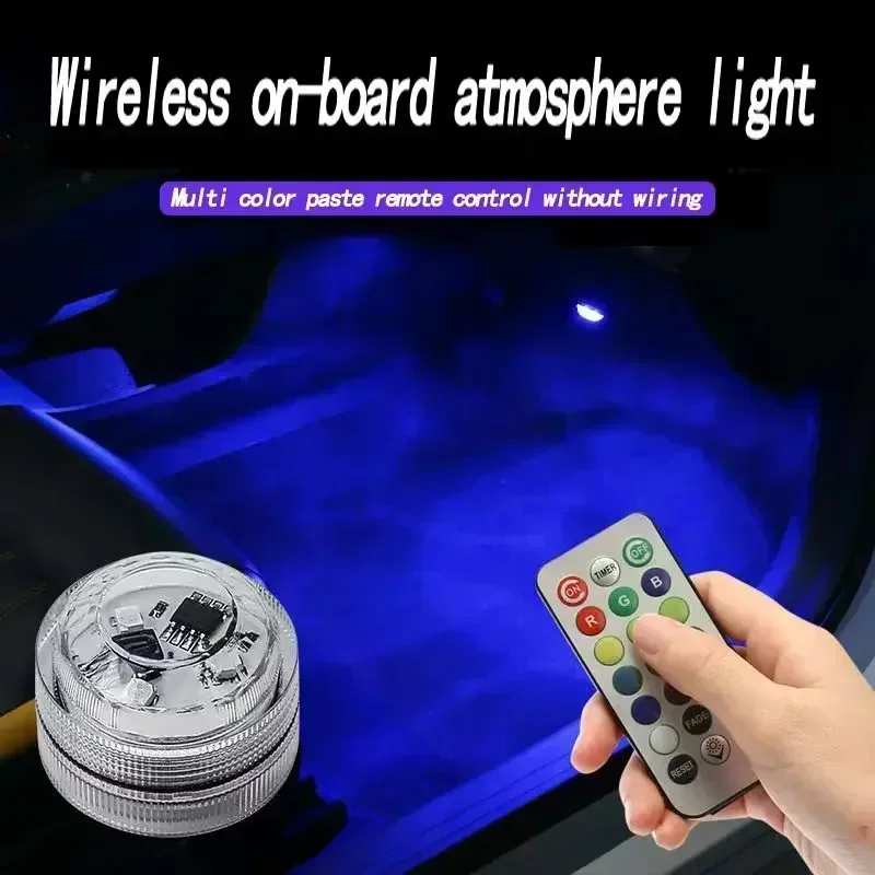 LED Car Interior Ambient Light Remote Control Decoration Auto Roof Foot Atmosphere Lamp Bicycle Tail Light  Wireless Adhesive