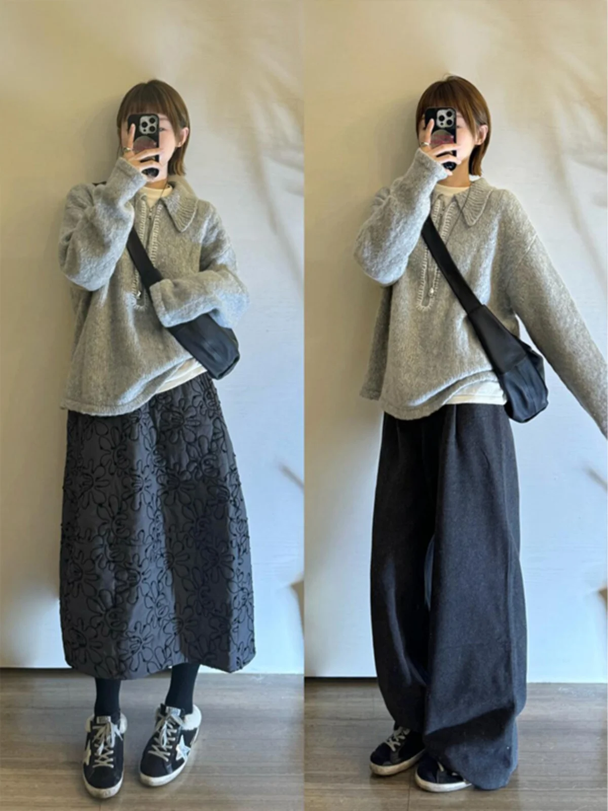 

Ele American Sle Ne ey Knitted Sweater Women's Autumn Winter Slimming Faionable Top Casual Loose Fit Long Sl...