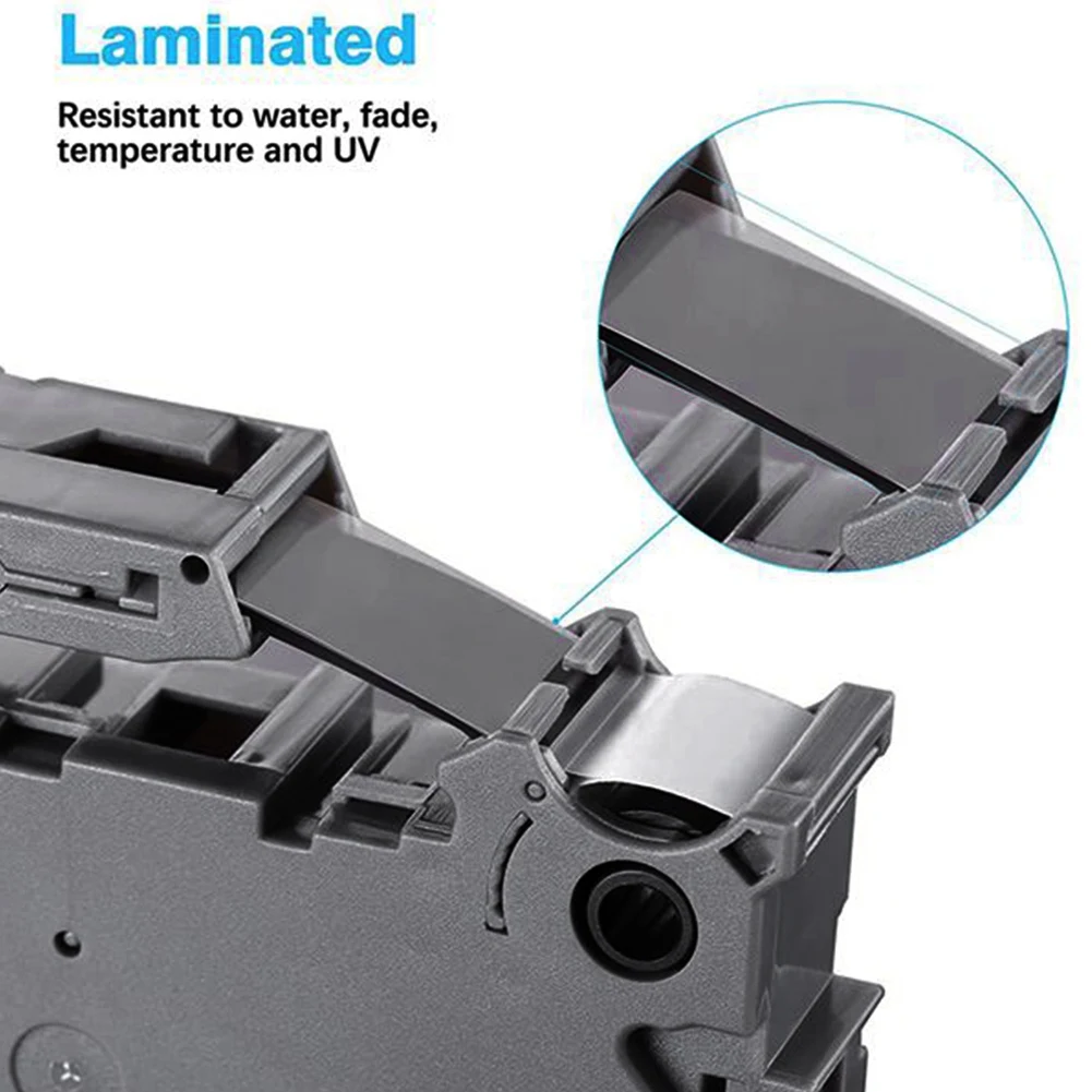 6 Pcs 12mm 0.47 White Tape Black Ribbon on White Background Printer Label Tape Compatible with Brother Ribbon Tz231