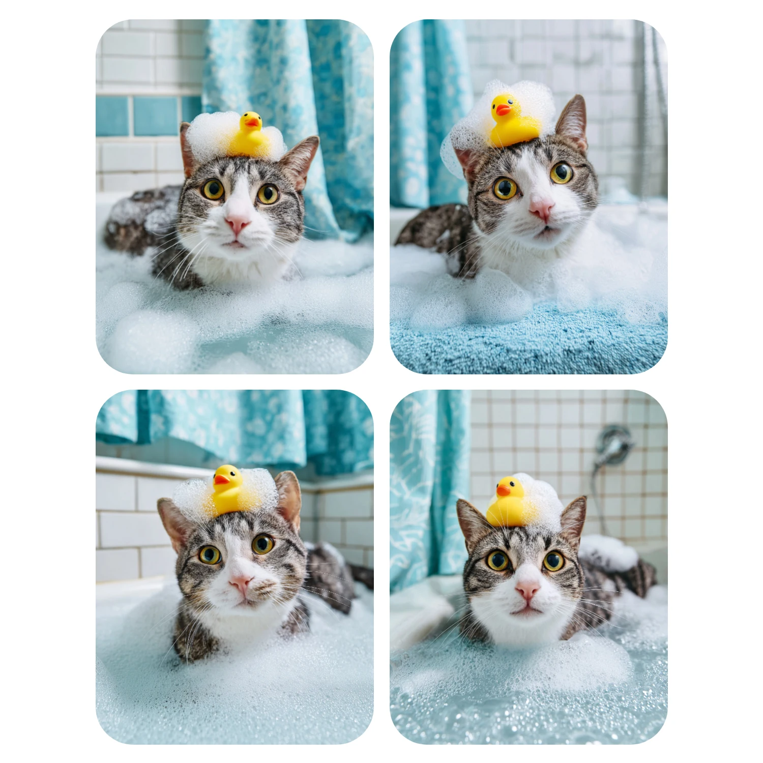 Hand Paint Cute cat taking a bath Painting By Numbers Kit DIY Acrylic  Artwork Canvas Art Gift Home