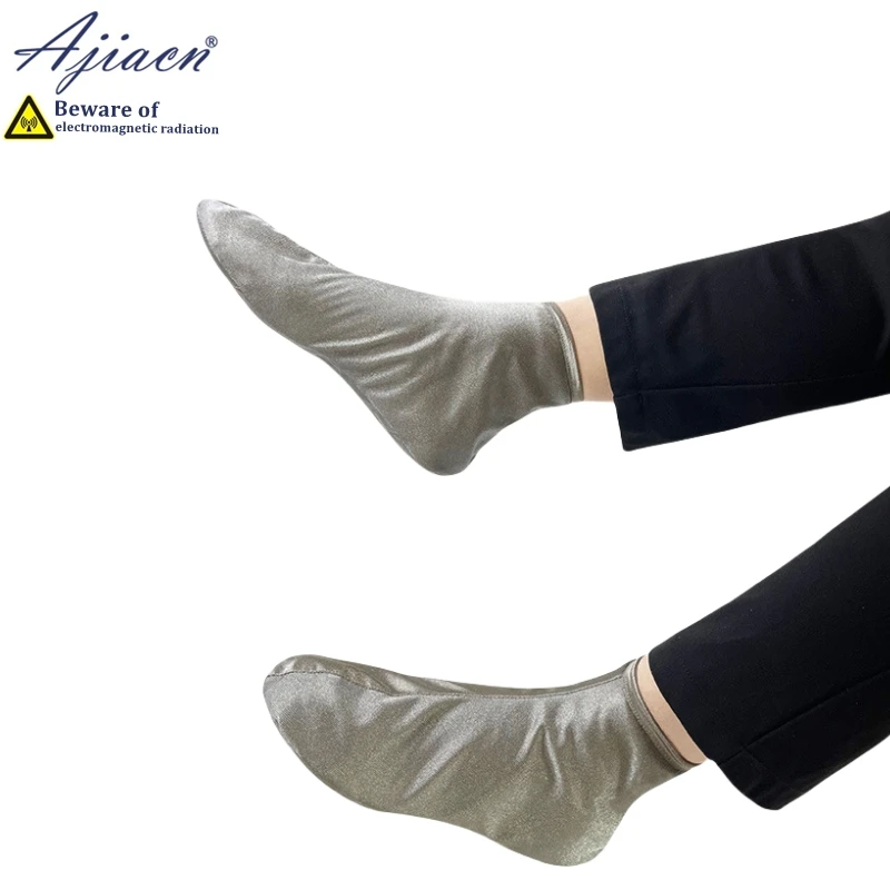 Anti-radiation 100% silver fiber knitted fabric socks comfortable breathable, durable electromagnetic radiation protective socks