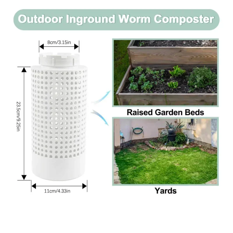 Underground Worm Farm Compost Bin Kit, Home Outdoor Eco-Friendly Garden Organic Waste Decomposition System for Raised Flower Bed