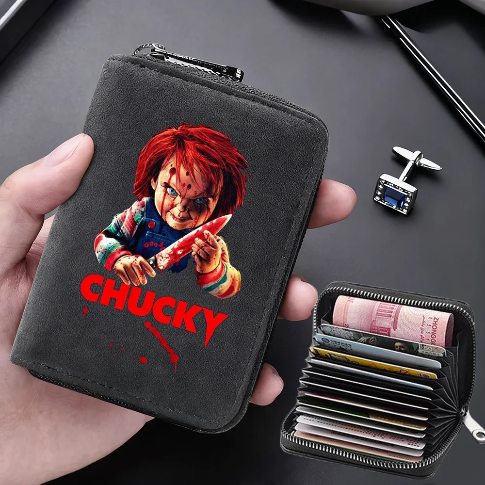 

Chucky Anti Demagnetization Wallets Card Bag 11 Cards Slot Credit Card Holder Zipper Card Wallet for Women Men Cards Cover
