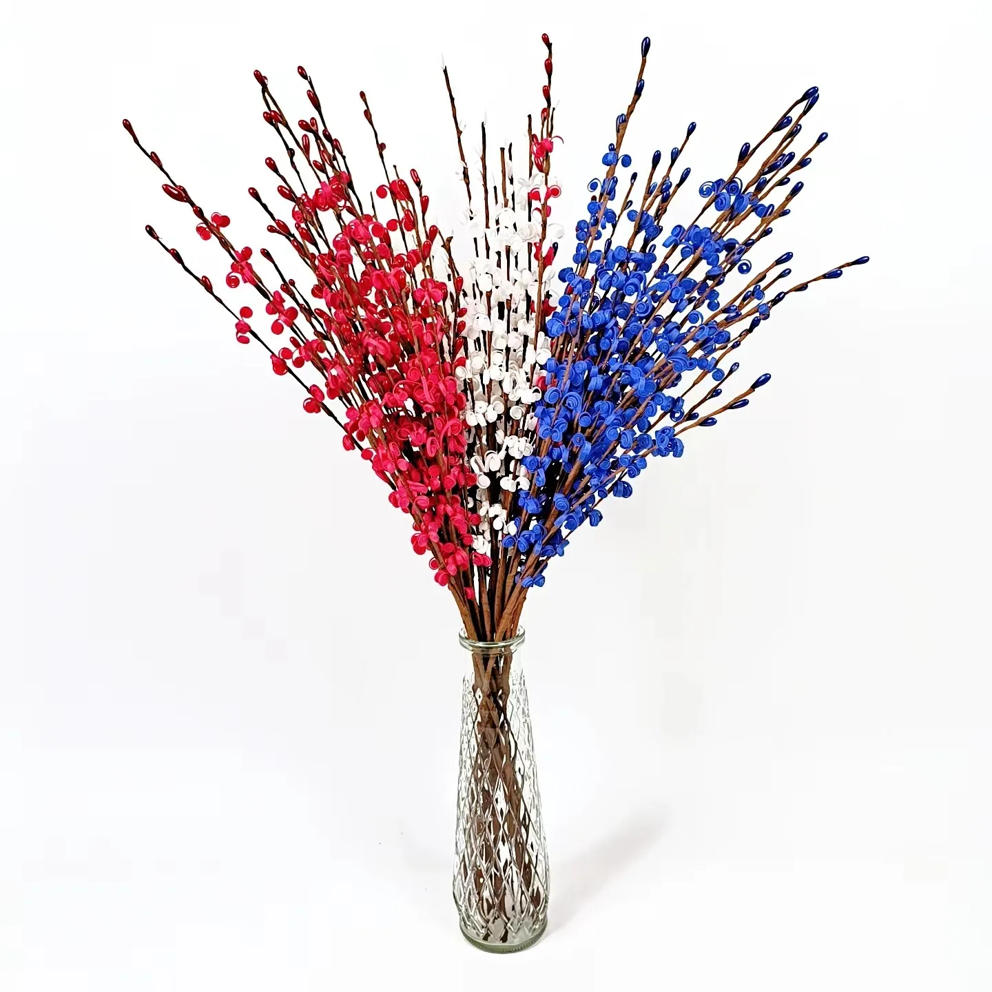 Red White and Blue Flowers 6Pcs  4th of July Independence Fall Patriotic Decoration Artificial Jasmine Memorial Day Home Party