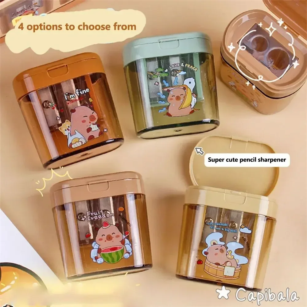 Capybara Pencil Sharpener Student Cute Pencil Sharpener Cartoon Mini Portable Double Hole Pencil Sharpener Sharpening Tools