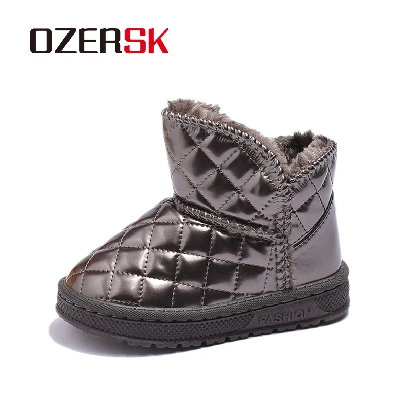 OZERSK Autumn Winter Children's Shoes Plush Warmth Comfortable Soft Girls Boys Lightweight Versatile Snow Boots Size 27-35