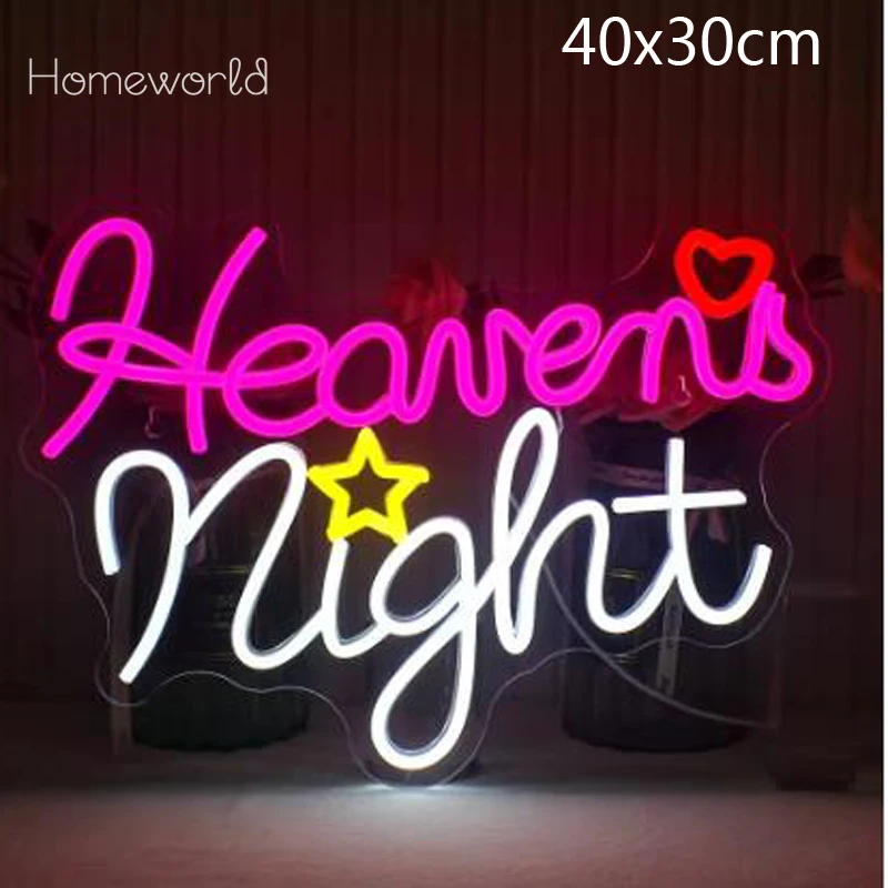 

Неоновая светодиодная вывеска Heavens Night для декора стен с питанием от USB, используемая для семейной вечеринки, игровой комнаты, спальни, Настенный декор, подарок на Хэллоуин
