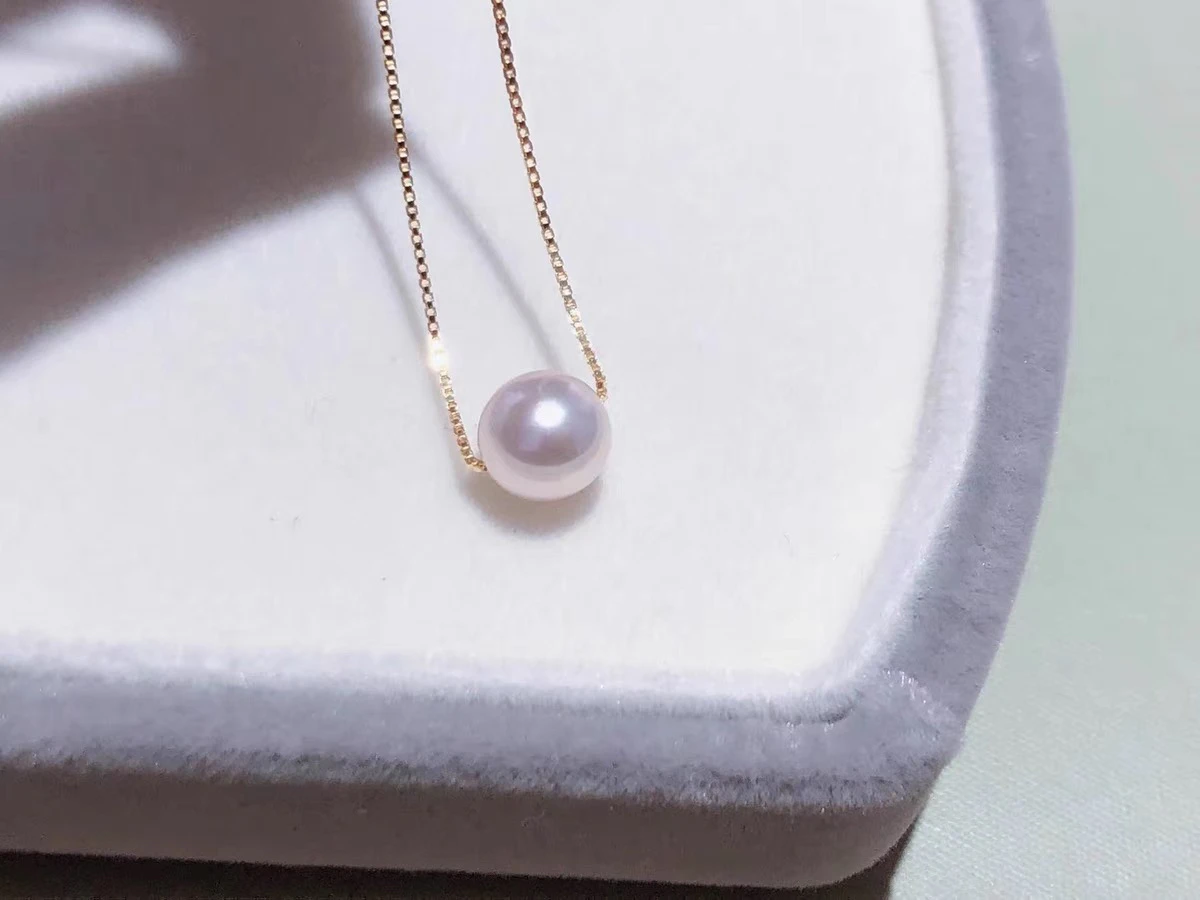 Classic Pearl Pendant AAA 8-12mm Japanese Natural Round White Pearl Pendant 925s 18inch