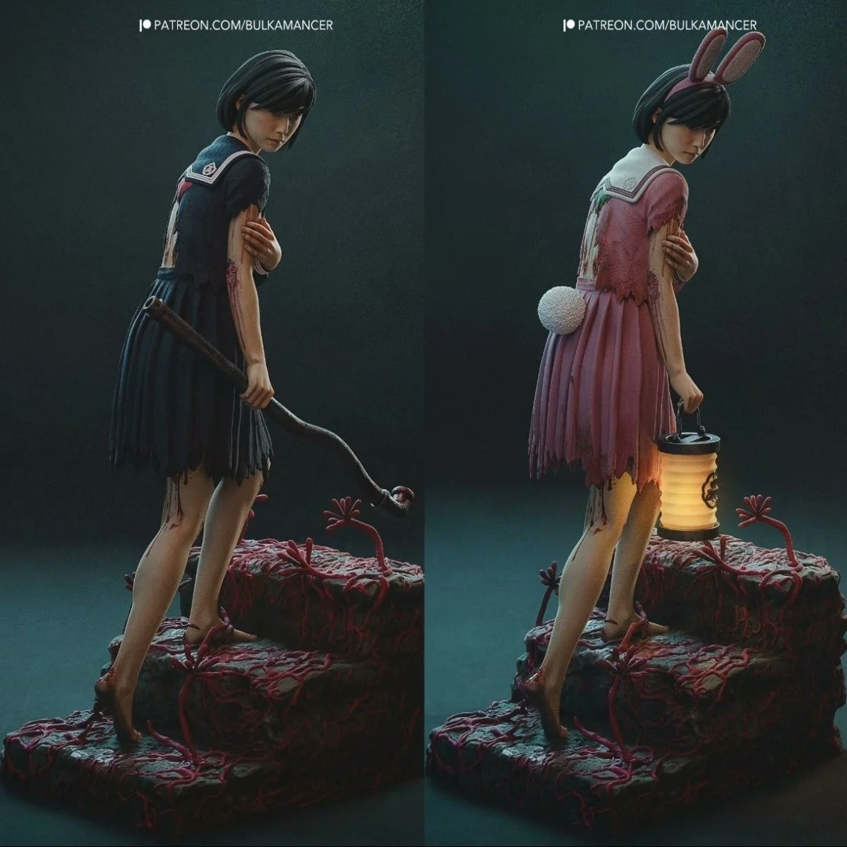 Silent Hill F Shimizu Hinako, modelo de resina impreso en 3D, figura sin pintar, juego de terror, regalo de Navidad