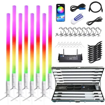 8支360°旋轉燈管,附DMX、WiFi遙控、RGB LED像素燈,適用於戶外迪斯可派對、電池供電和無線連接,可用於DJ舞台。 10 最佳銷售 閃爍火焰效果電池燈 - №4