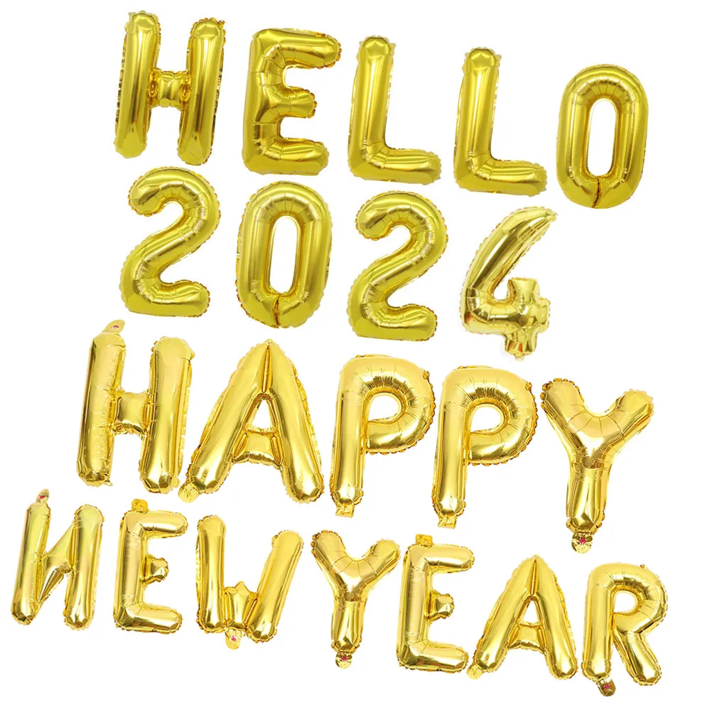 

1Set New Year Balloons 2024 Aluminum Film Number Balloon Party Decorations Durable Festive Party Room Decor Supplies