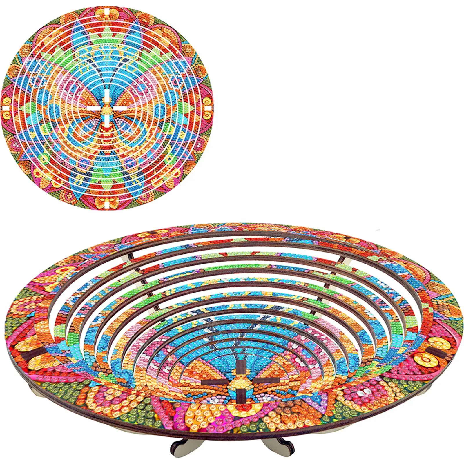 

Diamond Painting Kit DIY Handmade Dot Diamond Decorative Plate Desktop Storage Plate Meal Plate for Bread Snack Kitchen Home