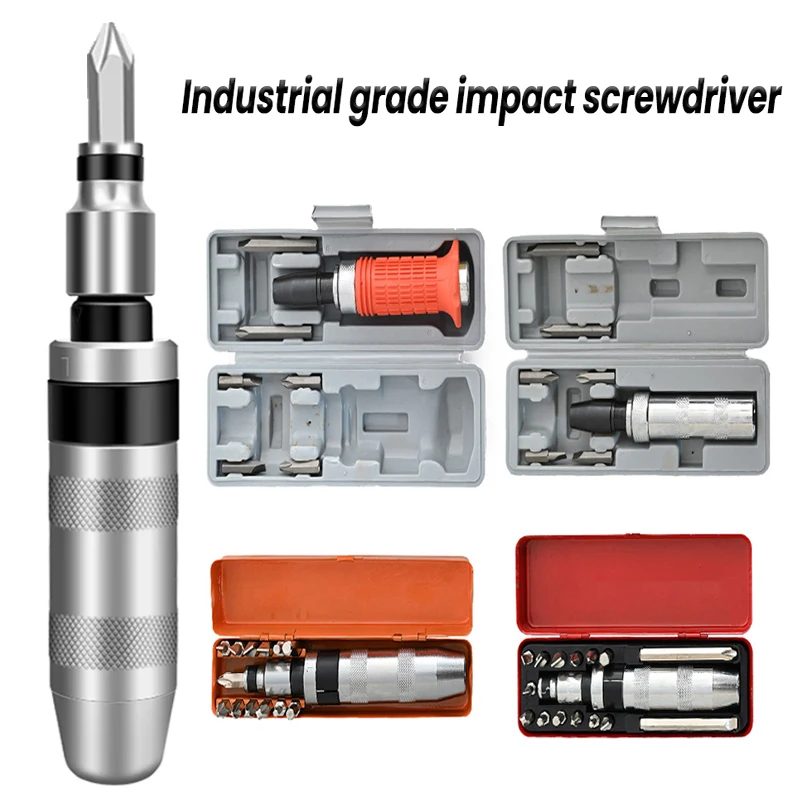 Professional Manual Impact Screwdriver Set Reversible Impact Driver Disengage Rusted Fasteners Screwdriver Kit Hand Repair Tools