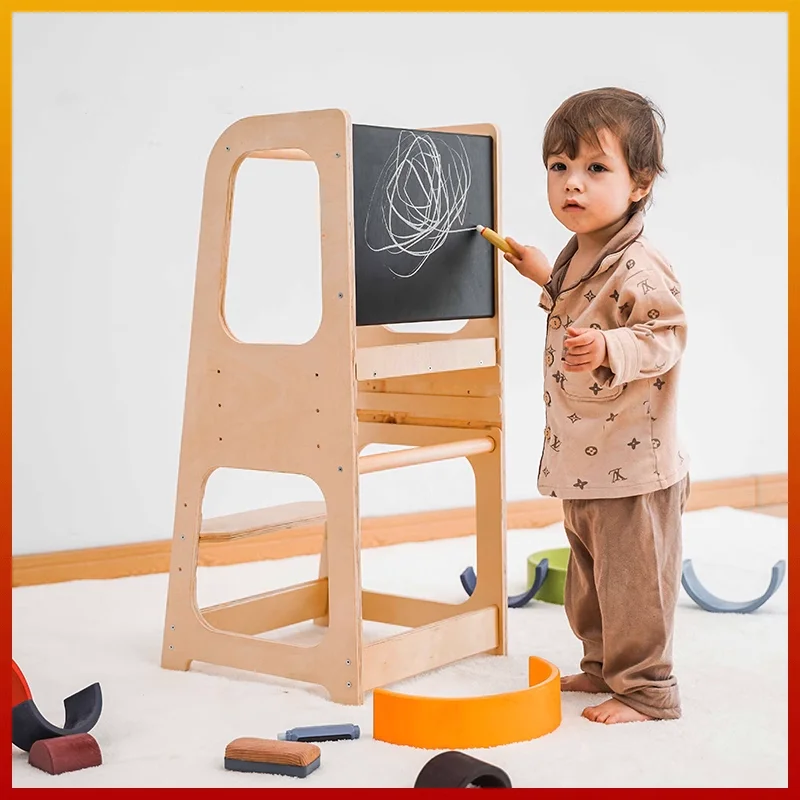 XIHATOY-Torre de aprendizaje Montessori para niños pequeños, taburete ayudante de cocina para lavar a mano, torre de pie con pizarra