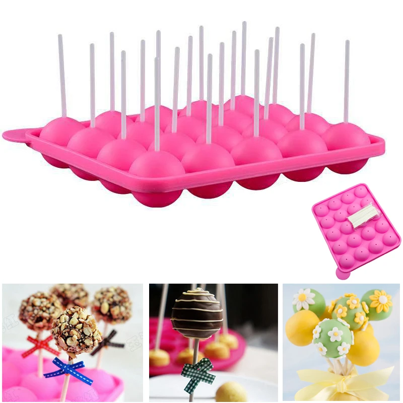 20 Hole Silicone Lollipop Mold Cake Baking Candy Chocolate Bar Circular  Mold Kitchen Accessories Decoration Tool