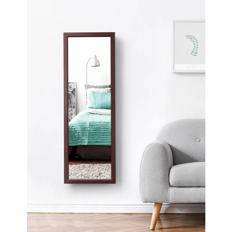 Wall Mounted Jewelry Organizer Mirror Lockable Mirror with Jewelry Storage 6 LEDs Jewelry Armoire with Mirror