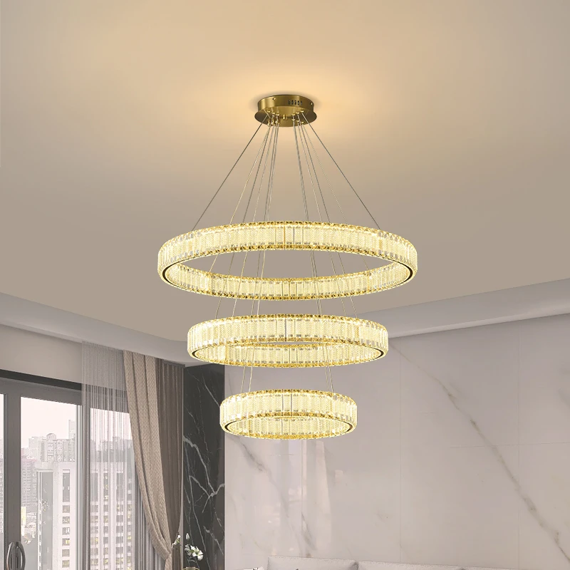 

Luxury Stairs LED Chandeliers Modern Minimalist Living Room Restaurant Villa Hotel Lobby Decor Indoor Crystal Light Fixture