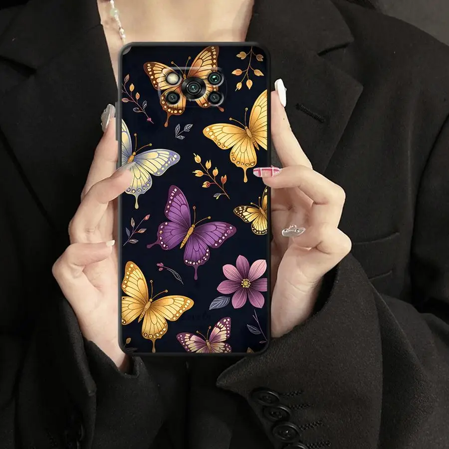 Étui Magnifique Papillons pour Xiaomi Poco F8 F3 X3 X4 X5 X7 Pro C75 M3 M4 M7 C50 M5 C71 F1 C61 Coque de Téléphone Funda