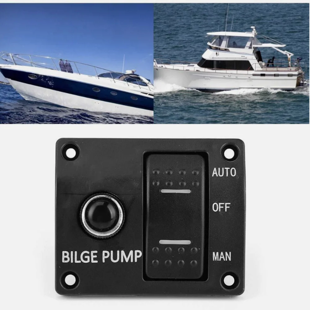 3‑Way Marine Manual Bilge Control Panel Button Switch Bilge Pumps Switches Panel With LED Indicator Built‑In 15A Circuit Breaker