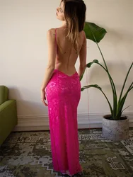 Sexy Lace Backless Party Dress Hollowed Out Perspective Waist Slimming Prom Gown Suspender Buttocks Wrapped Evening Robes