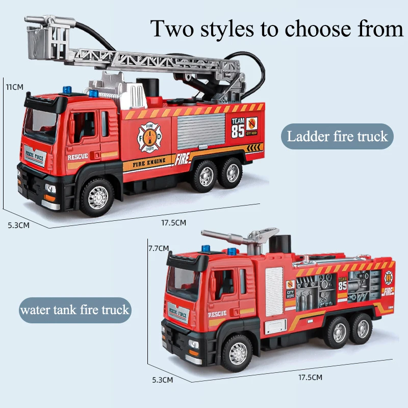 1:50 Alloy Fire Truck Firefighter Simulation Sprinkler Car Diecast Water Spray with Light Music Rescue Car Children Toy Boy Gift