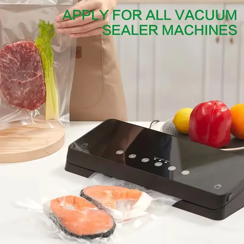 100 Bolsas para Envasar al Vacío para Conservar Alimentos, Sellado Hermético, Grado Alimenticio, Resistentes, Ideales para Almacenamiento al Vacío, Preparación de Comidas o Sous Vide