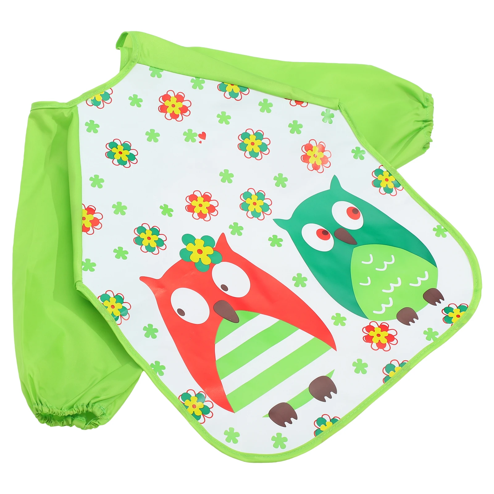

Waterproof Children Smock Kids Painting Apron Toddler Craft Overalls Baby Green Long Sleeved Owl Design Hook Fastener Easy Use