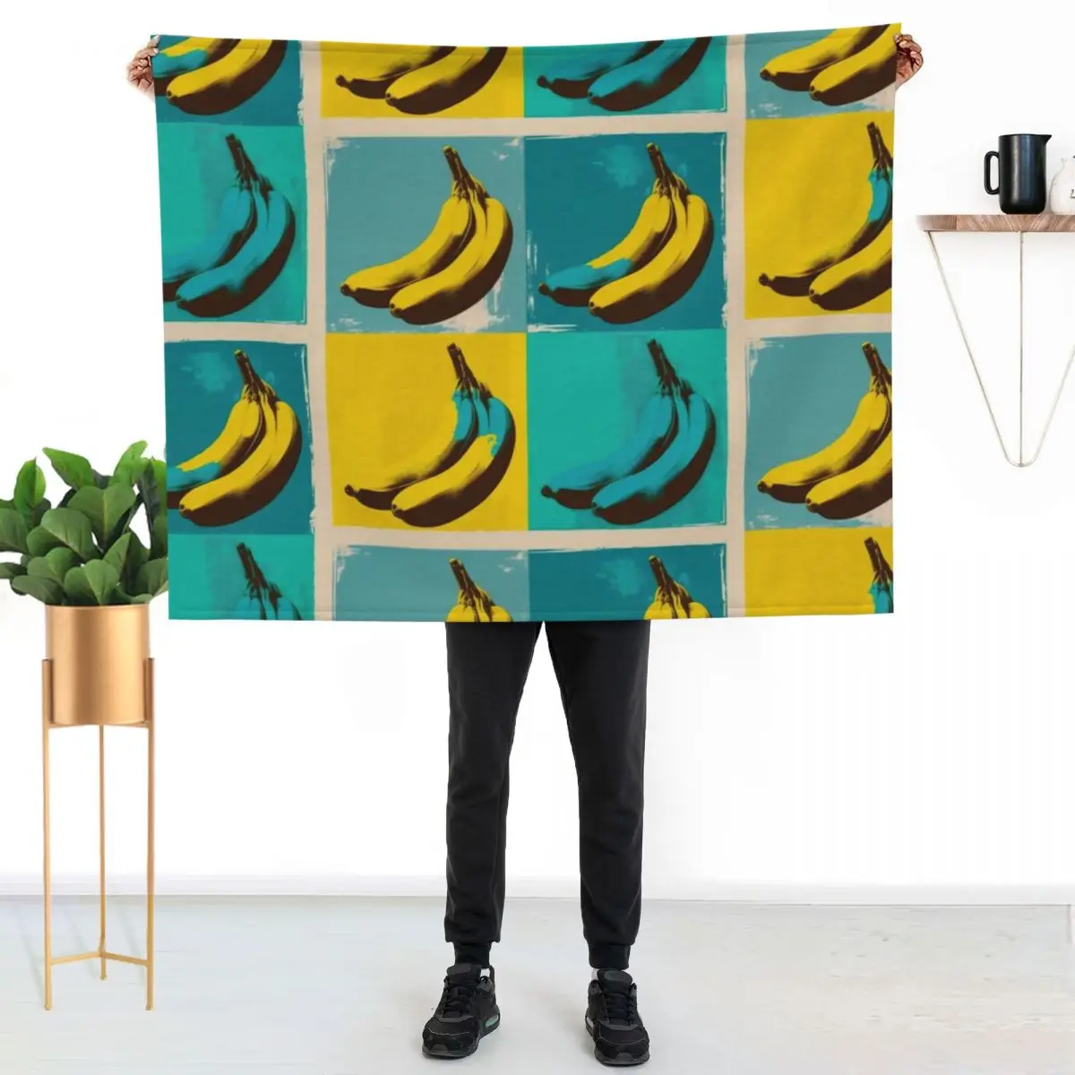 Pop Art screen print of bananas in the style of Andy Warhol Throw Blanket Outdoor Soft Blanket for Picnic Beach Camping