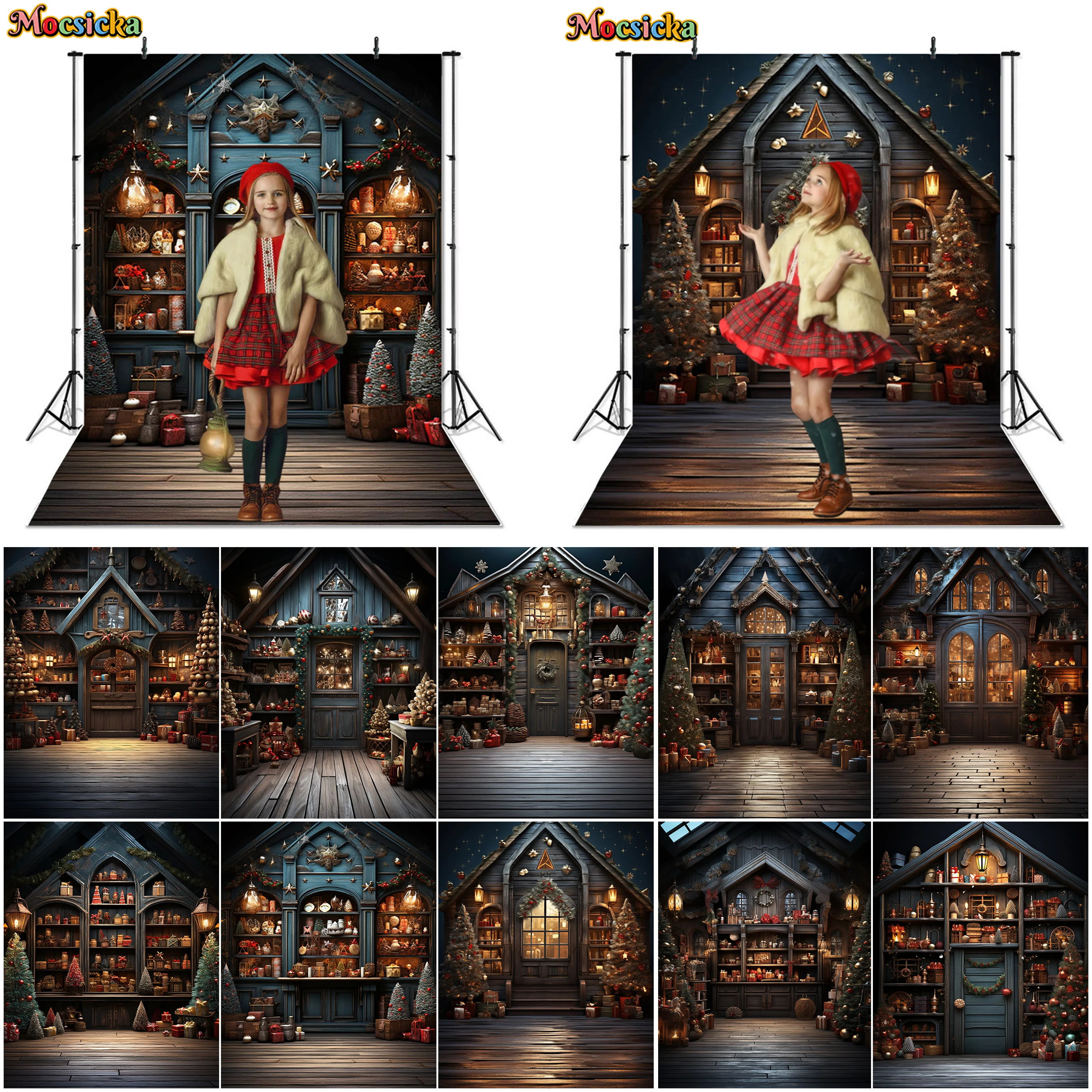 Mocsicka Photography Background Christmas Candy Winter Xmas Holiday Kid Family Party Portrait Decor Backdrop Photo Studio