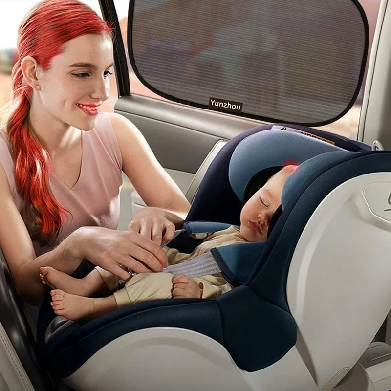 2 Stück Faltbarer Auto-Sonnenschutz UV-Schutz Auto-Vorhang Baby-Autofenster-Sonnenschutz Seitenfenster-Netz Sonnenblende Sommer-Schutzfolie – Detail 1