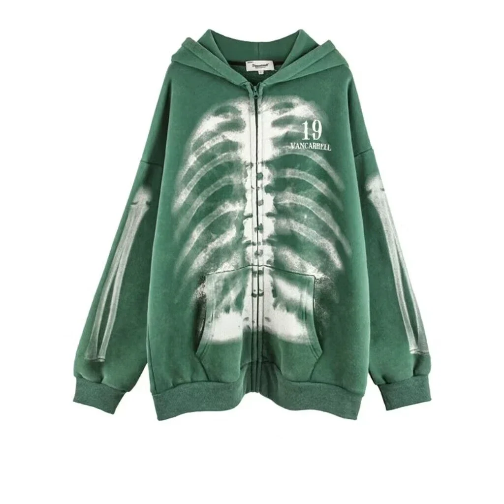 New Rock Graphic Sweatshirt For Men Green Male Clothes Hooded Wholesale Offers Designer Autumn Loose No Brand Warm Hoodies S