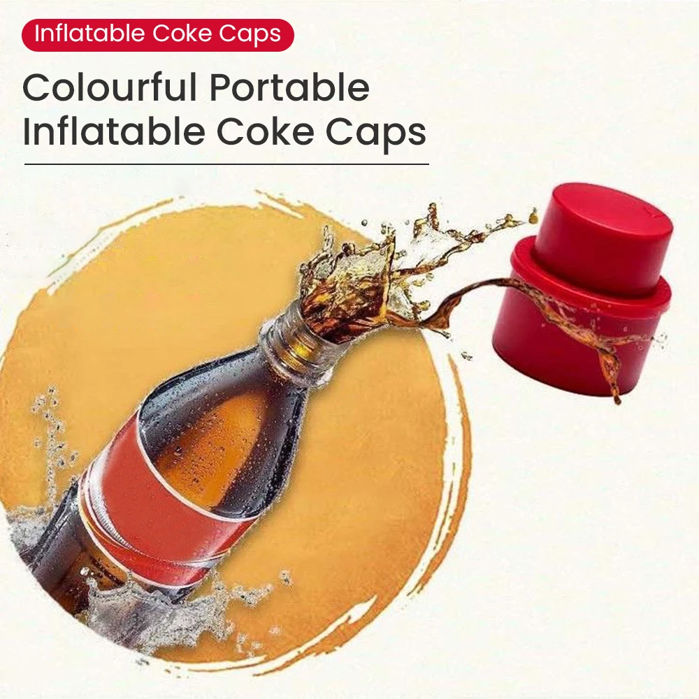 Press the Inflatable Soda Cap Coke Bottle Cap Inflatable Plastic Cap Drink Bottle Cap Keep the Air Cola Cap