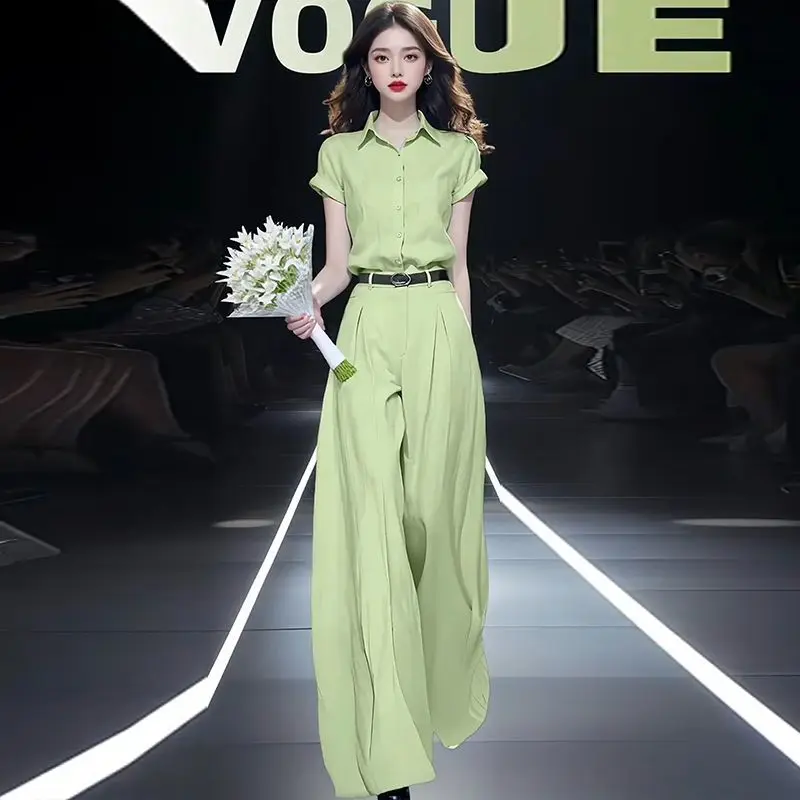 

Высококачественный комплект светских брюк с высокой талией и широкими штанинами на подтяжках XXL 2026, новая рубашка, комбинезон, женский осенний комбинезон для поездок на работу