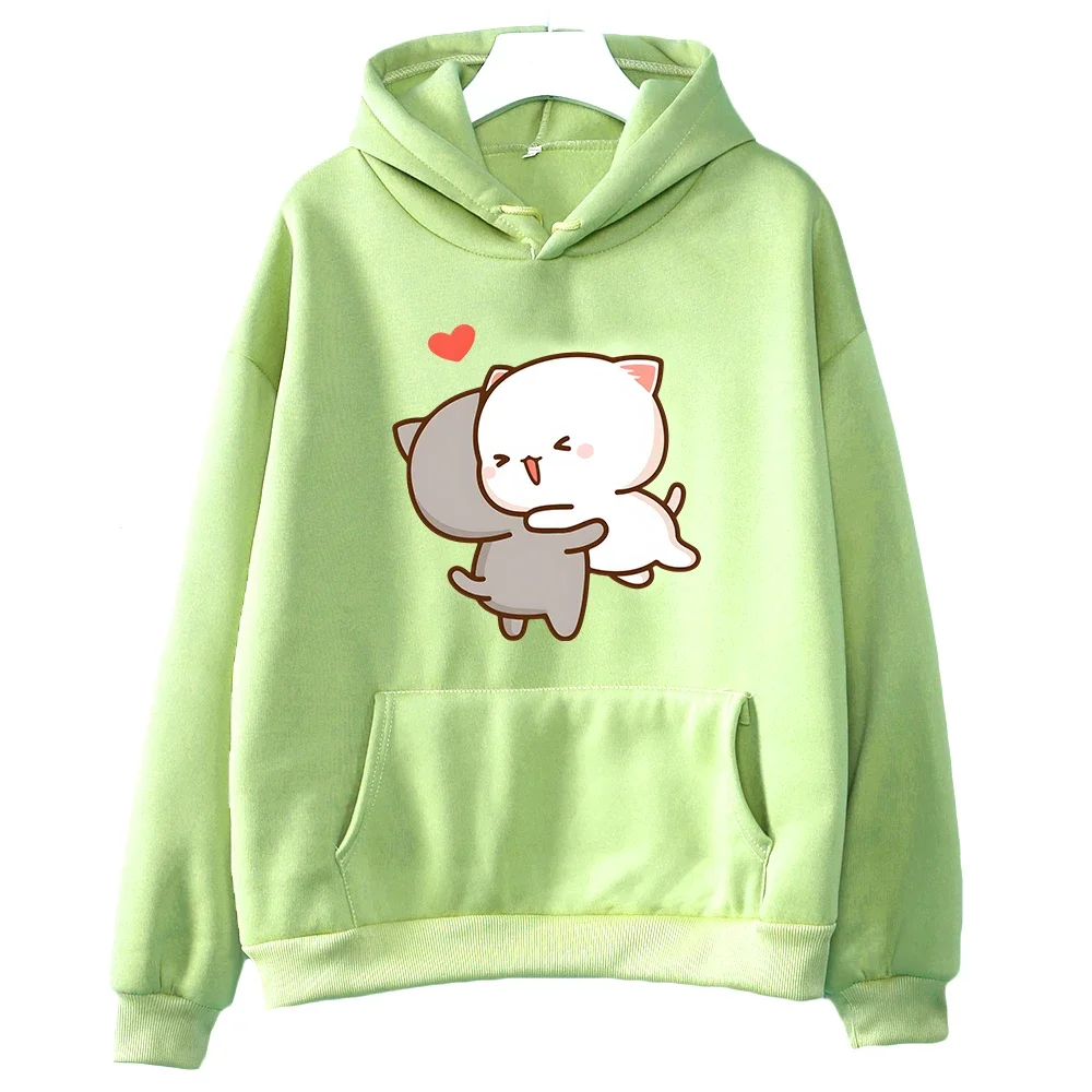 Peach And Goma Mochi Cat Love Print Hoodie Women/Men Kawaii Cartoon Sweatshirt for Girls Casual Long Sleeve Autumn Tops Fashion