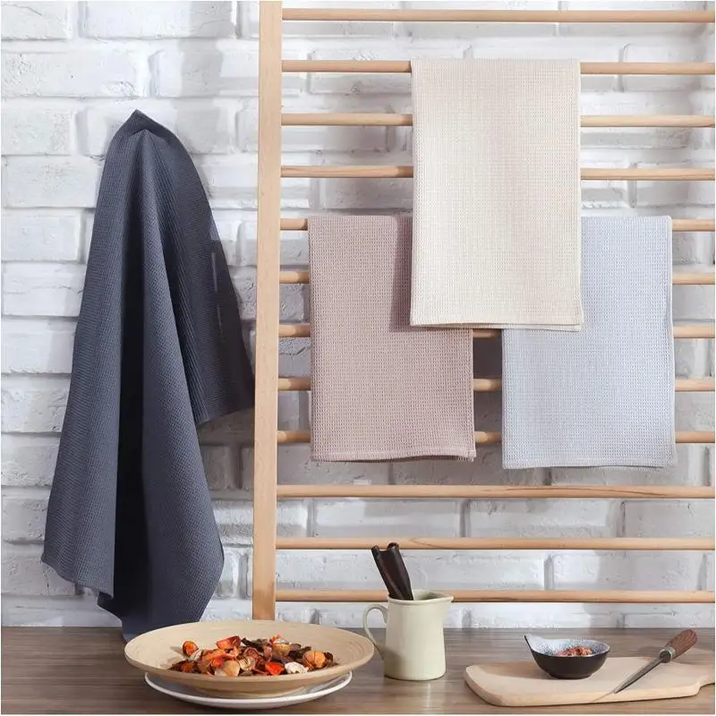 4 Pieces/Set 100% Cotton Waffle Weave Kitchen Towels Super Absorbent Kitchen Hand Dish Cloths for Drying and Cleaning Tea Towel