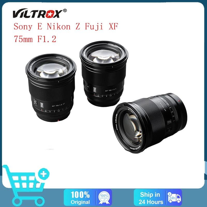 

VILTROX 75mm F1.2 Fuji X Sony E Nikon Z Lens Auto Focus Large Aperture Portrait APS-C for Fujifilm XF Camera X-T4 T100 X-H2S