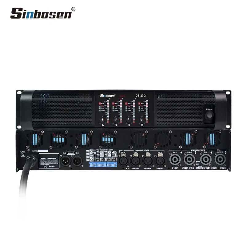 Sinbosen professional audio power amplifier DS-20Q 4 channel 2000 watt pa amplifier high power amplifier