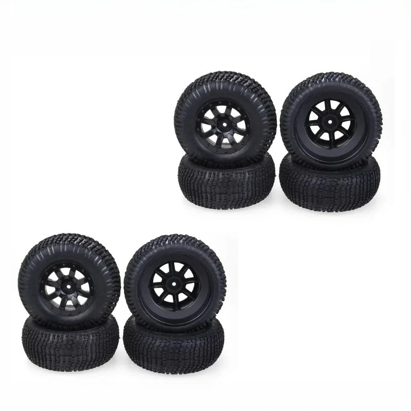 ZDレーシング 4個入り 1:10 ショートコーストラックタイヤセット、12mm HEXホイール、トラクサススラッシュ、HPI、レッドキャット、HSP、LRP RCカー用