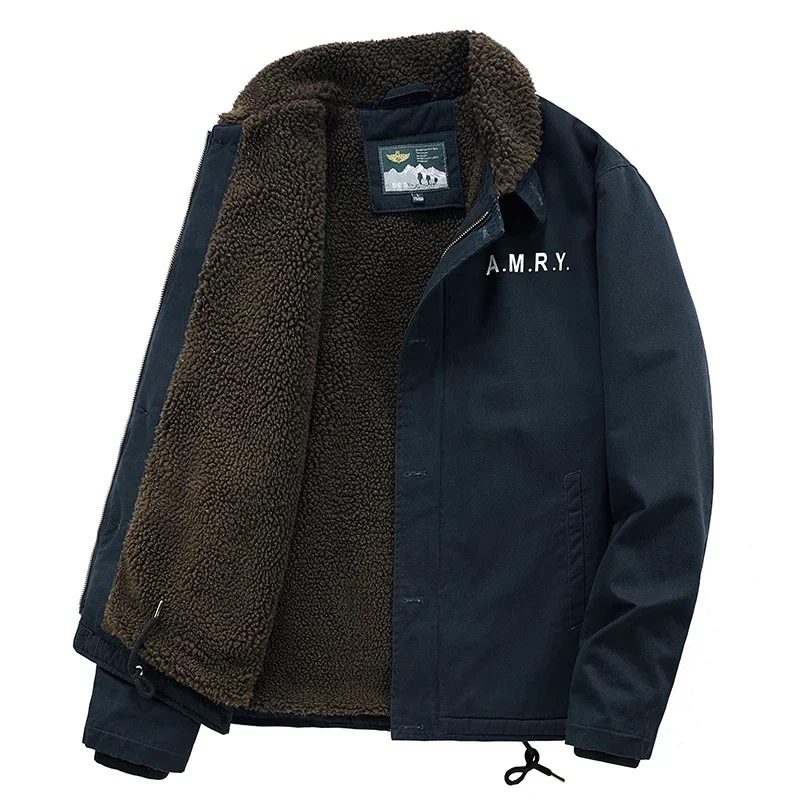 Veste Doublée en Peluche avec Col en Fourrure pour Homme, Parka Chaude, Vêtement d'Extérieur, Travail, Smile Optics, Combinaison, Automne, Hiver, Nouveau