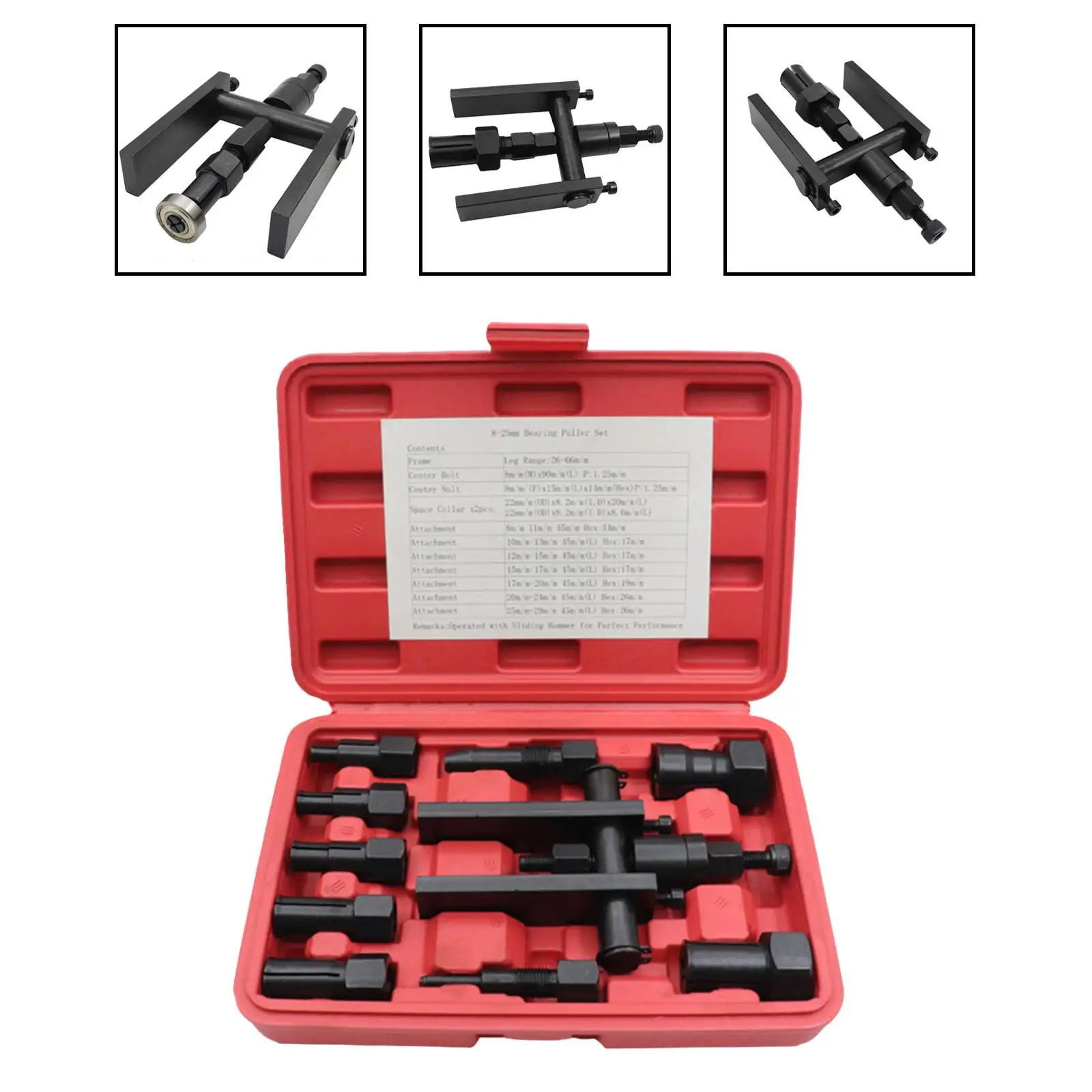

Motorcycle Bearing Puller Professional Motorcycle Hand Puller Carbon Steel with Storage Box 25-65mm for Generator Bearings