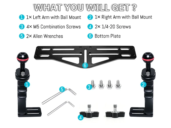 Nitescuba Dual-Griff-Halterung Unterwasser-Kamerahalterung für DIVEVOLK SeaTouch 4 Max & Universelle Tauchkameragehäuse – Detail 2