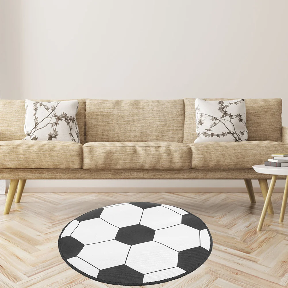 

Soccer Ball Rug Round White Washable Carpet for Bedroom Kids Room Football Decorations Area Rug Football Floor Mats