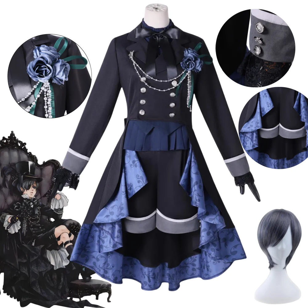 

Ciel Phantomhive Cosplay Costume Black Butler Black Rose Ciel Phantomhive Wig
