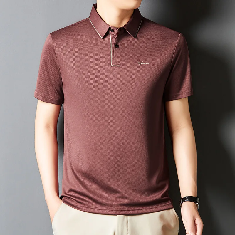 New Summer Lapel T-shirt Men Casual Hot Stamping Straight-chip Men's Polo Shirt Short Sleeves