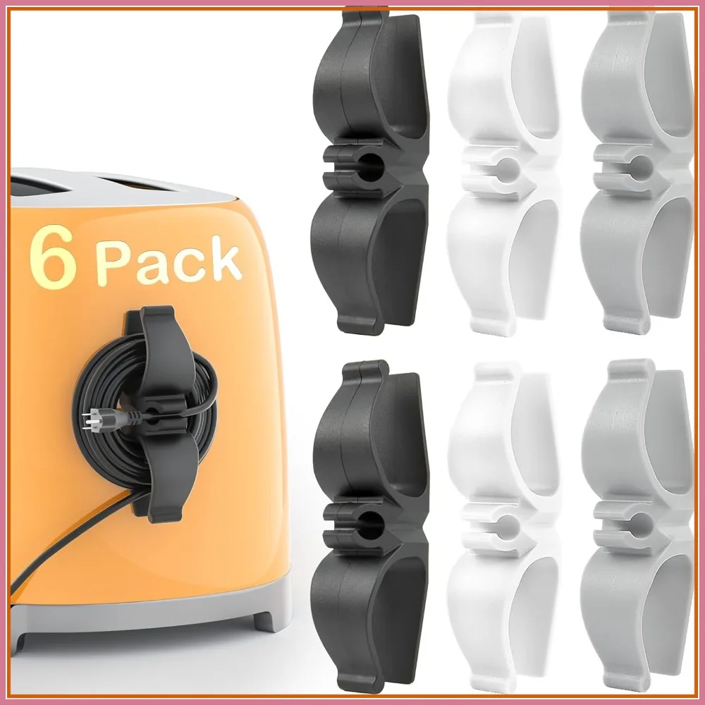 Cord Organizer for Kitchen Appliances - 6 Pack, Stick On Cord Keeper, Adhesive Holder for Small Appliances