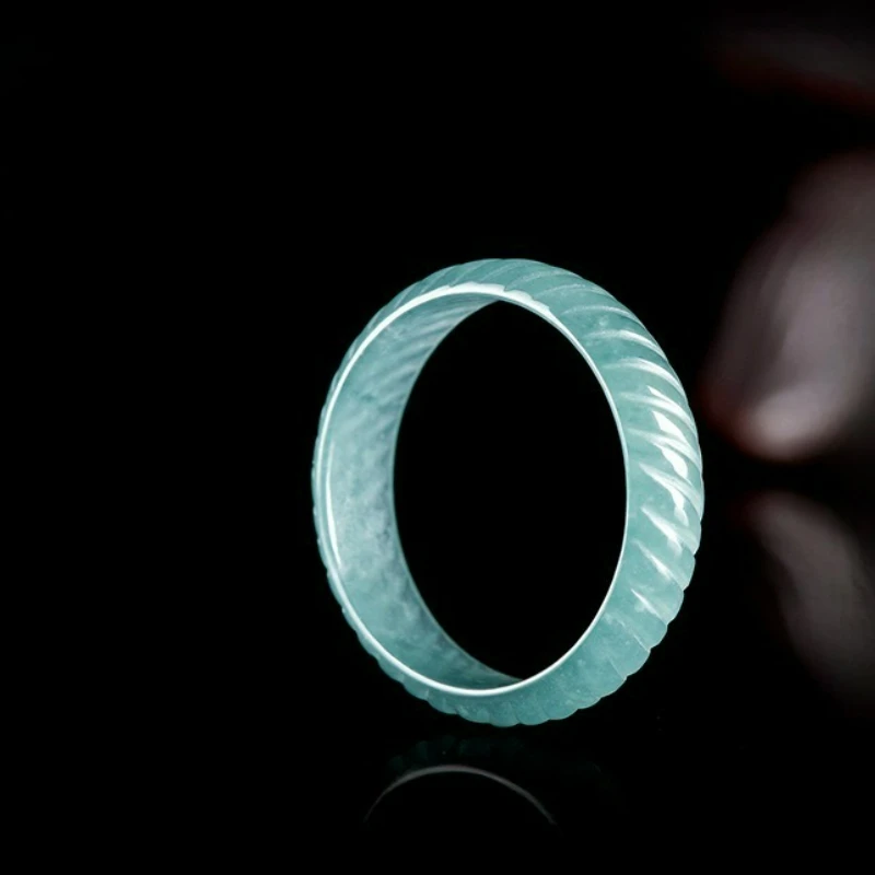 

Original Natural Jade Blue Water Dragon Scale Ring Men Women Couple Fashion Personality Jade Ring Fine Jewelry Accessories Gift