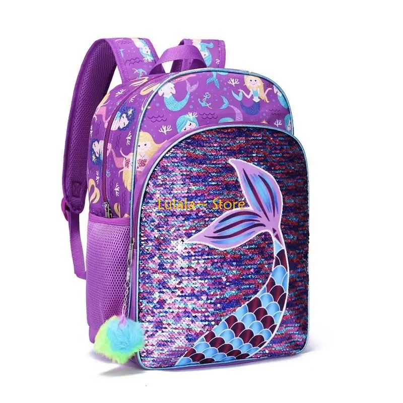 

Y4QA Sequin School Backpack for Girl Boy Preschool Bookbag Set Laptop Daypack Lunch Bag Pencil Cases Schoolbag