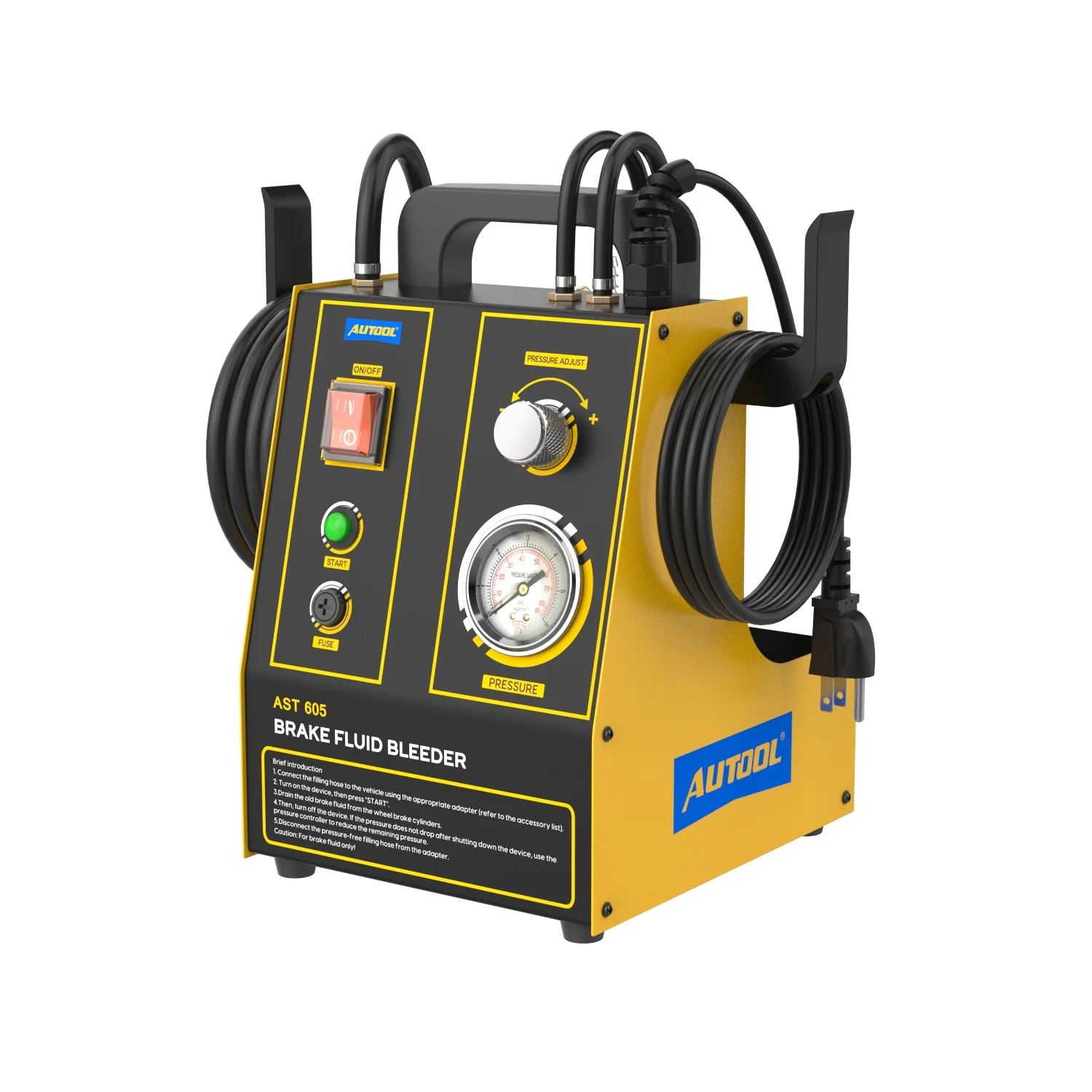 

AUTOOL High Quality AC 220-240V Pulse Brake Fluid Changing Machine Model AST605 With 0.7-2.5bar Pressure For Car Care