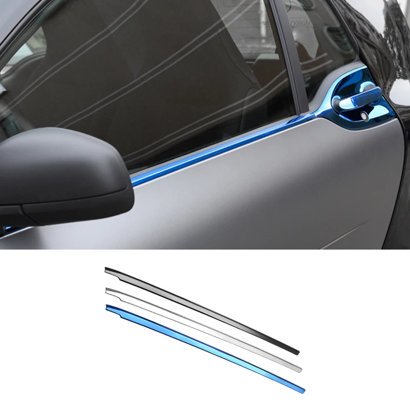 Stainless Steel Car Window Lower Strip Decorative Trim Kit Exterior Styling Accessories For Mercedes-Benz Smart 453 Fortwo 2015